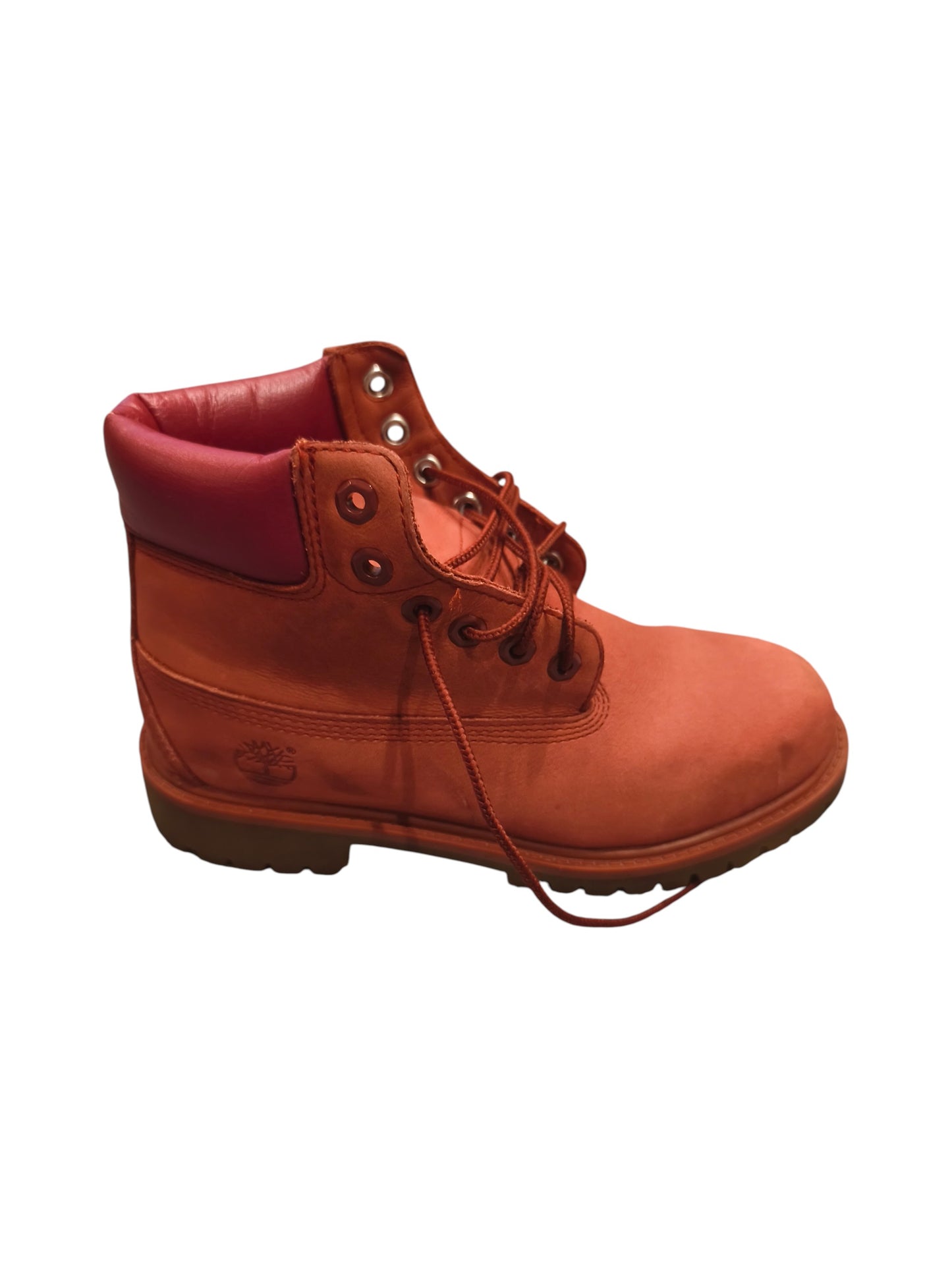 Timberland 6" Premium Waterproof Boots Red Nubuck Youth Size 2 US A14TE Kids