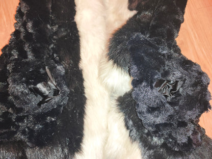 Vira Luxury Hooded Faux Fur Vest – Black & White Contrast Gilet (Size XL, Fits M/L)