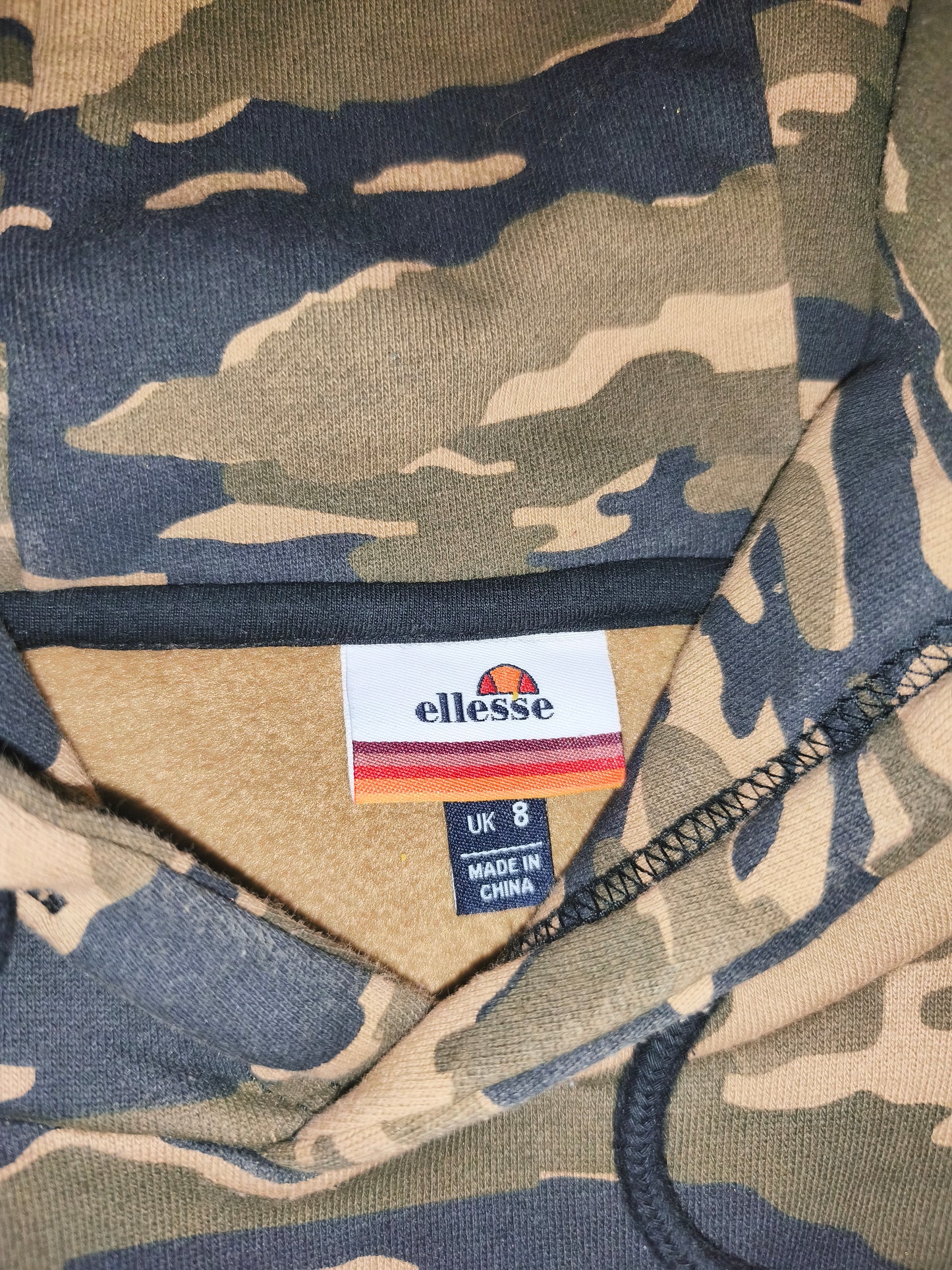 Ellesse Maroo Camo Longline Hoodie – Tiger Camouflage – Unisex Fits M (Tagged Women's S / UK 8)