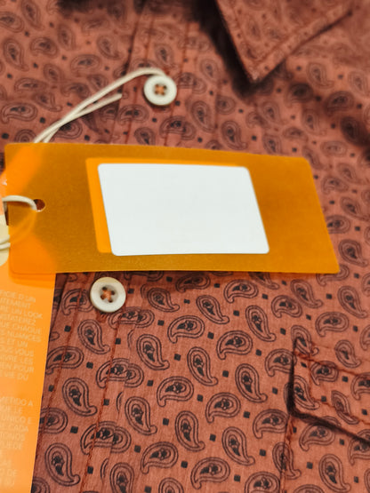 HUGO BOSS Orange Paisley Shirt Men’s M Rust Copper NWT 2001 Archive Vintage Style