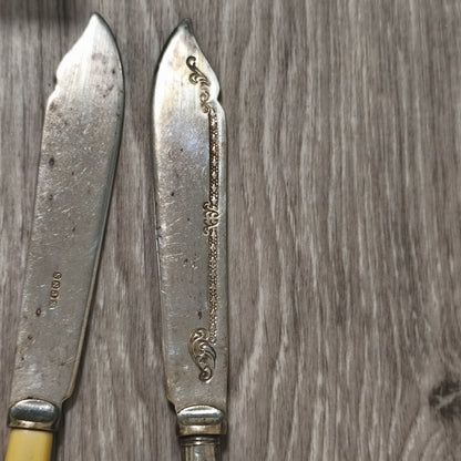 Vintage EPNS Silver Plated Fish Cutlery Set 6 Knives 6 Forks Cased 1939 Gift