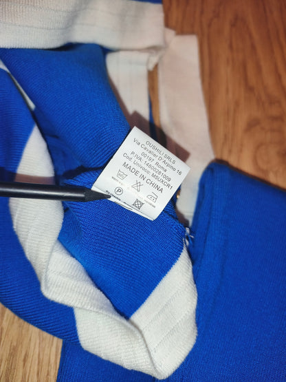 Knit 3 Piece Skirt Set Royal Blue White Cardigan Crop Top Mini Skirt Med/Small