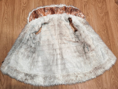 Vintage Fellymoon Tiered Faux Fur Hooded Vest - Alphabet Satin Lining (Size XXL)