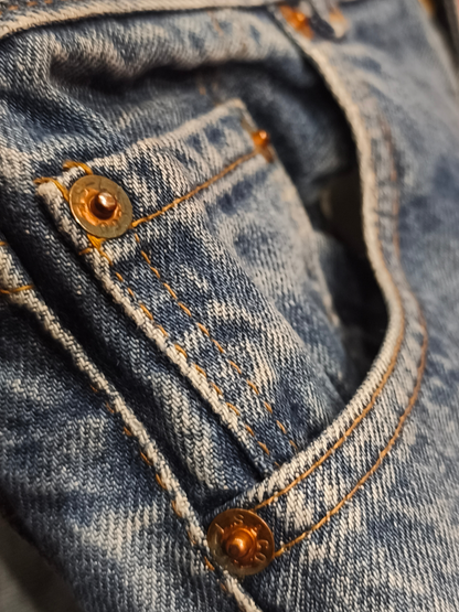 Rare Vintage 80s Levi’s 704 Denim Jeans Made in UK Blue Wash Straight 28x32