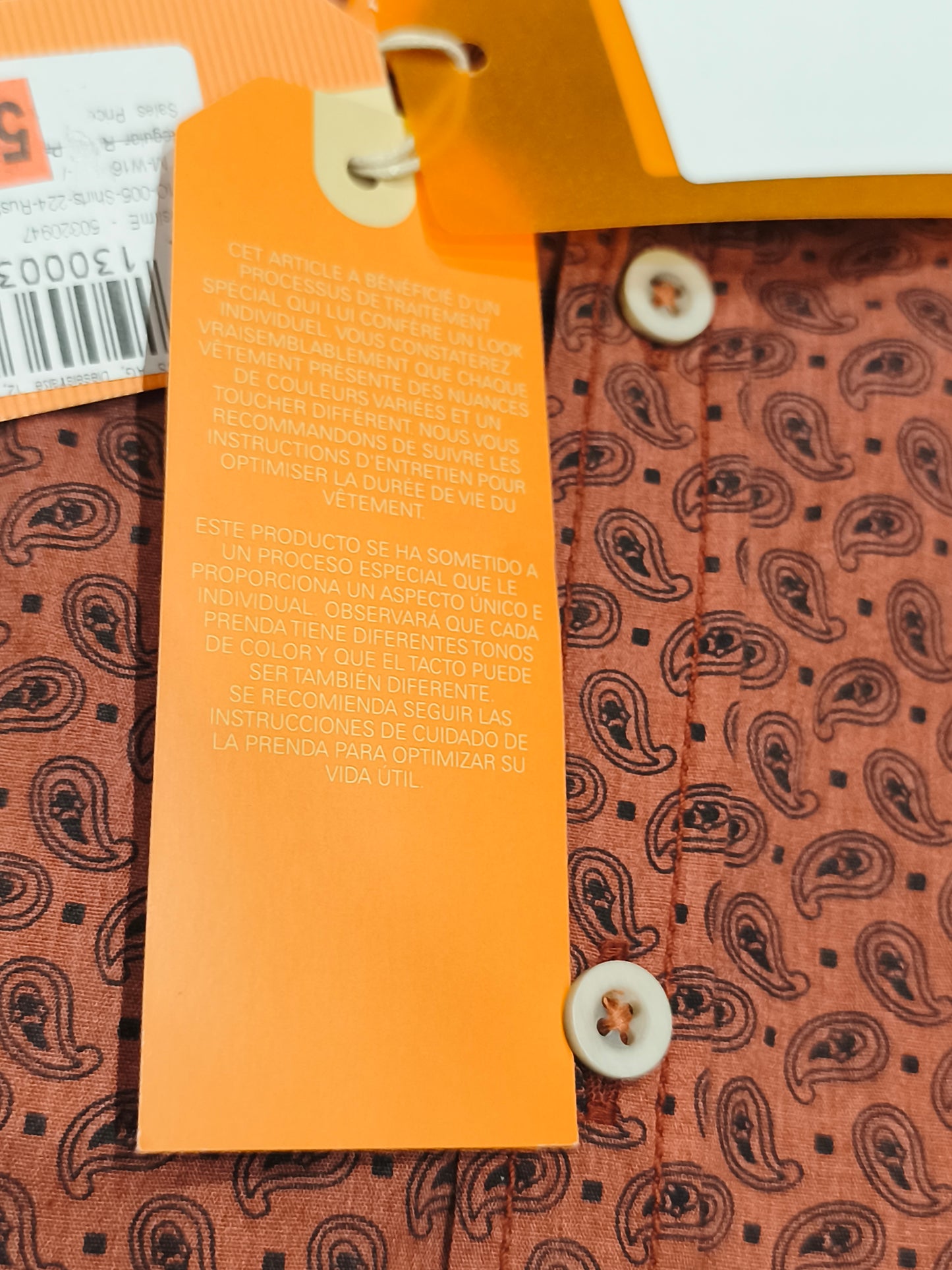 HUGO BOSS Orange Paisley Shirt Men’s M Rust Copper NWT 2001 Archive Vintage Style