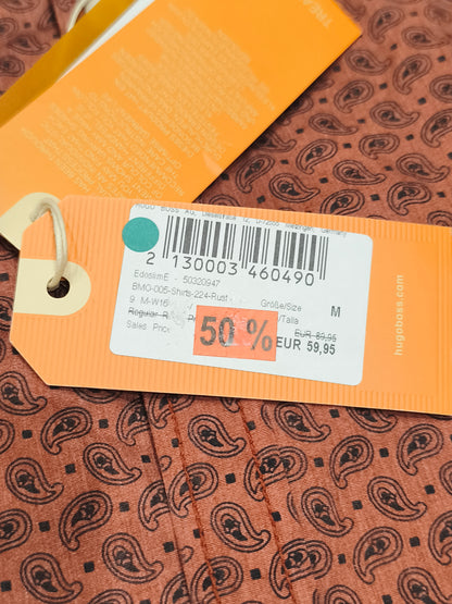 HUGO BOSS Orange Paisley Shirt Men’s M Rust Copper NWT 2001 Archive Vintage Style