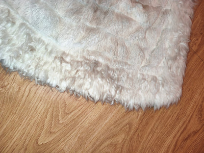 Vintage Fellymoon Tiered Faux Fur Hooded Vest - Alphabet Satin Lining (Size XXL)