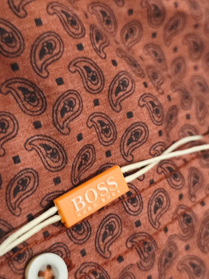 HUGO BOSS Orange Paisley Shirt Men’s M Rust Copper NWT 2001 Archive Vintage Style