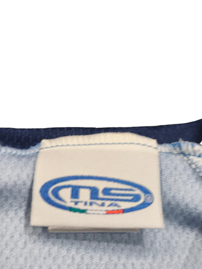 Vintage Team Sport & Sante Cycling Jersey ServiMat Belgium Blue Short Sleeve