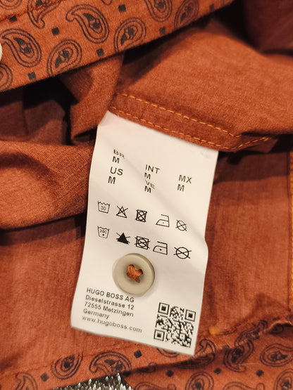 HUGO BOSS Orange Paisley Shirt Men’s M Rust Copper NWT 2001 Archive Vintage Style