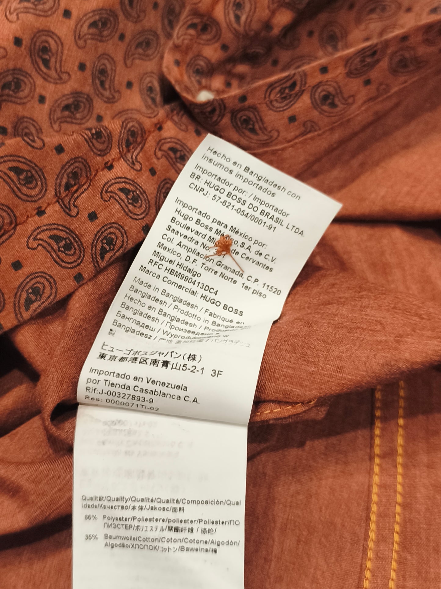 HUGO BOSS Orange Paisley Shirt Men’s M Rust Copper NWT 2001 Archive Vintage Style