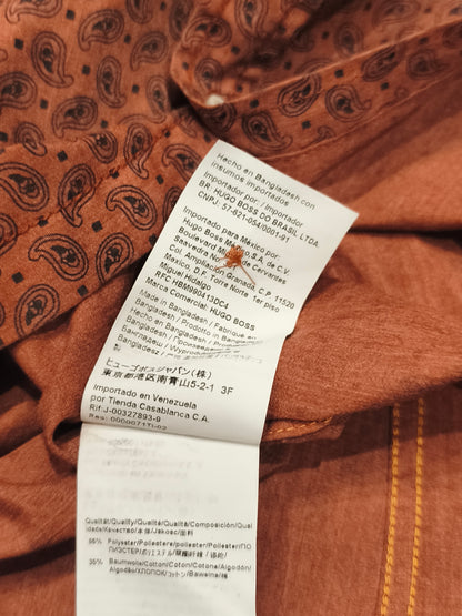 HUGO BOSS Orange Paisley Shirt Men’s M Rust Copper NWT 2001 Archive Vintage Style