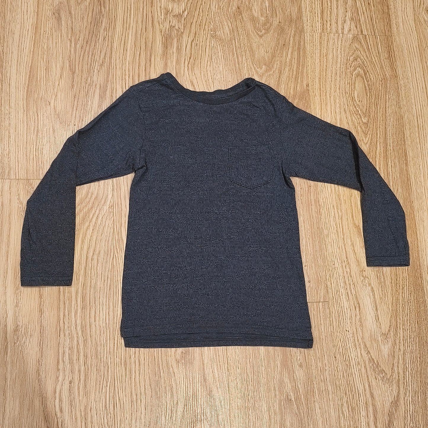George Boys Long Sleeve T-Shirt Chest Pocket Blue Grey Textured Size 6-7 Years