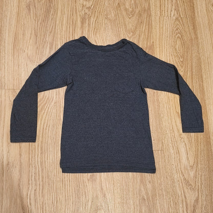 George Boys Long Sleeve T-Shirt Chest Pocket Blue Grey Textured Size 6-7 Years