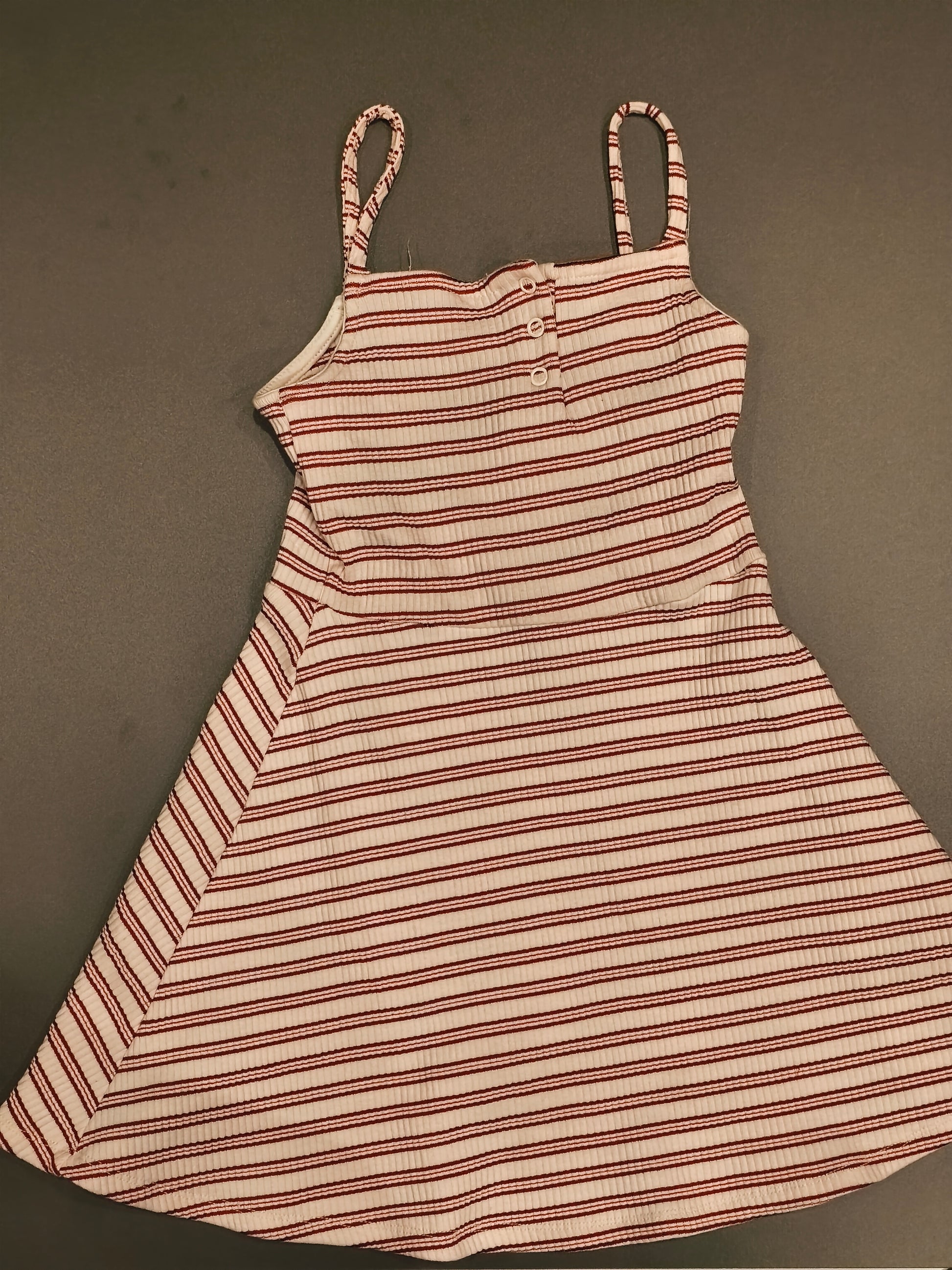 ZARA Girls Red & White Striped Ribbed Sundress