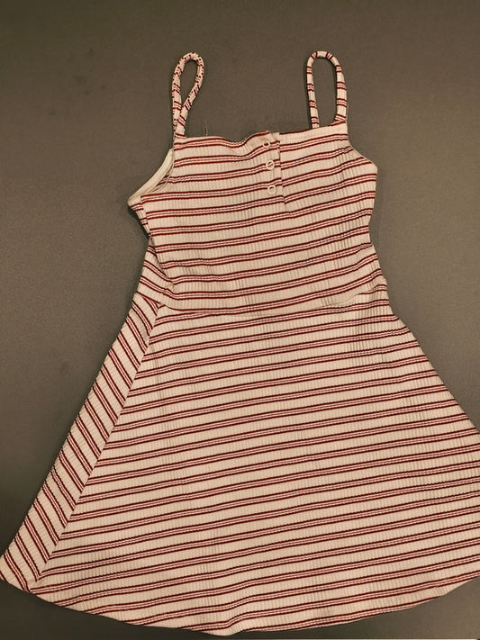 ZARA Girls Red & White Striped Ribbed Sundress | Size 8 (128 cm)