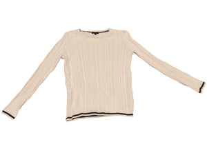 Tommy Hilfiger Herrenpullover mit Zopfmuster, Größe S, cremefarben elfenbein, lange Ärmel