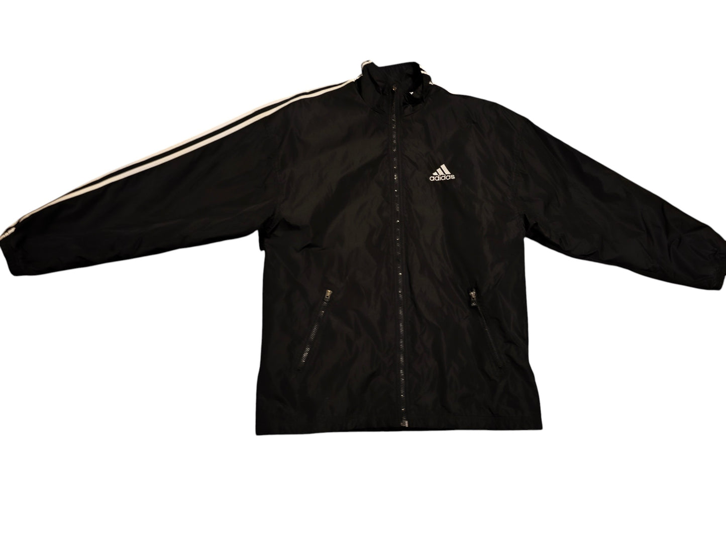 Vintage Adidas Performance Full-Zip Jacket Mens M Black 3-Stripe Activewear 80s