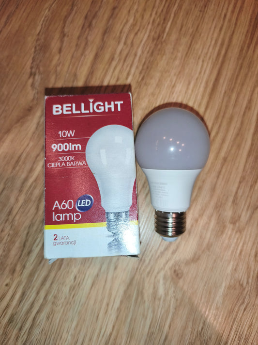 Bellight A60 E27 10W LED Light Bulb – 900lm 3000K Warm White Lamp (New in Box)