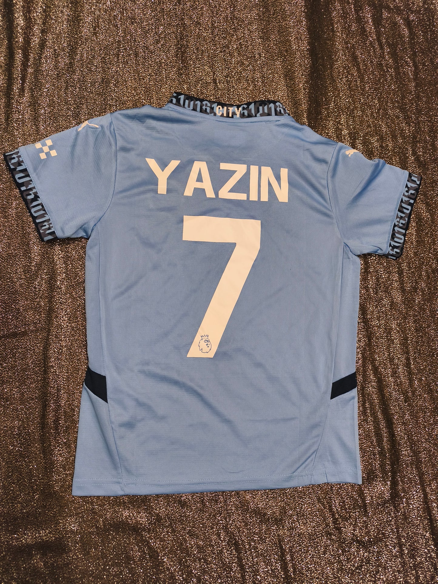 Puma Manchester City 2024/25 Home Kit Jersey #7 YAZIN – Kids Size 26 (7–8 Years)