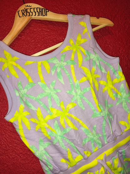Monsoon Girls Lilac Palm Tree Print Playsuit / Romper – Size 12-13 Years