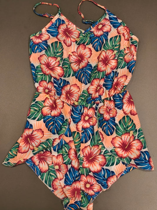 New Look 915 Generation Girls Tropical Hibiscus Floral Playsuit | Size 10–11Y (140–146 cm)