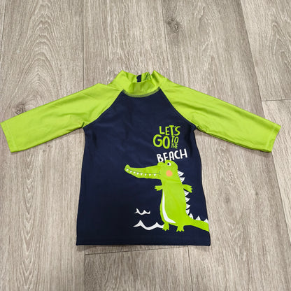 Lupilu Boys Swim Shirt Rash Guard Long Sleeve Alligator Beach 12-24 Months 86/92