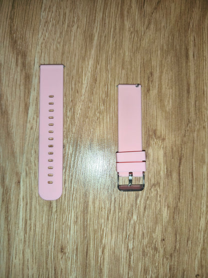Universal Quick-Release Silicone Watch Strap / Band – Light Pink (Silver Buckle)
