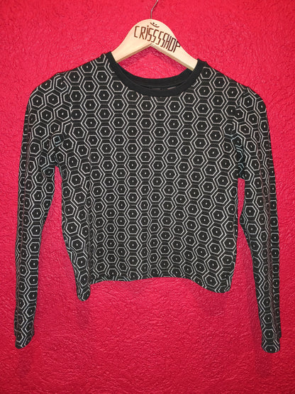 Topshop Geometric Hexagon Long Sleeve Crop Top – Size UK 6 / EUR 34 / US 2