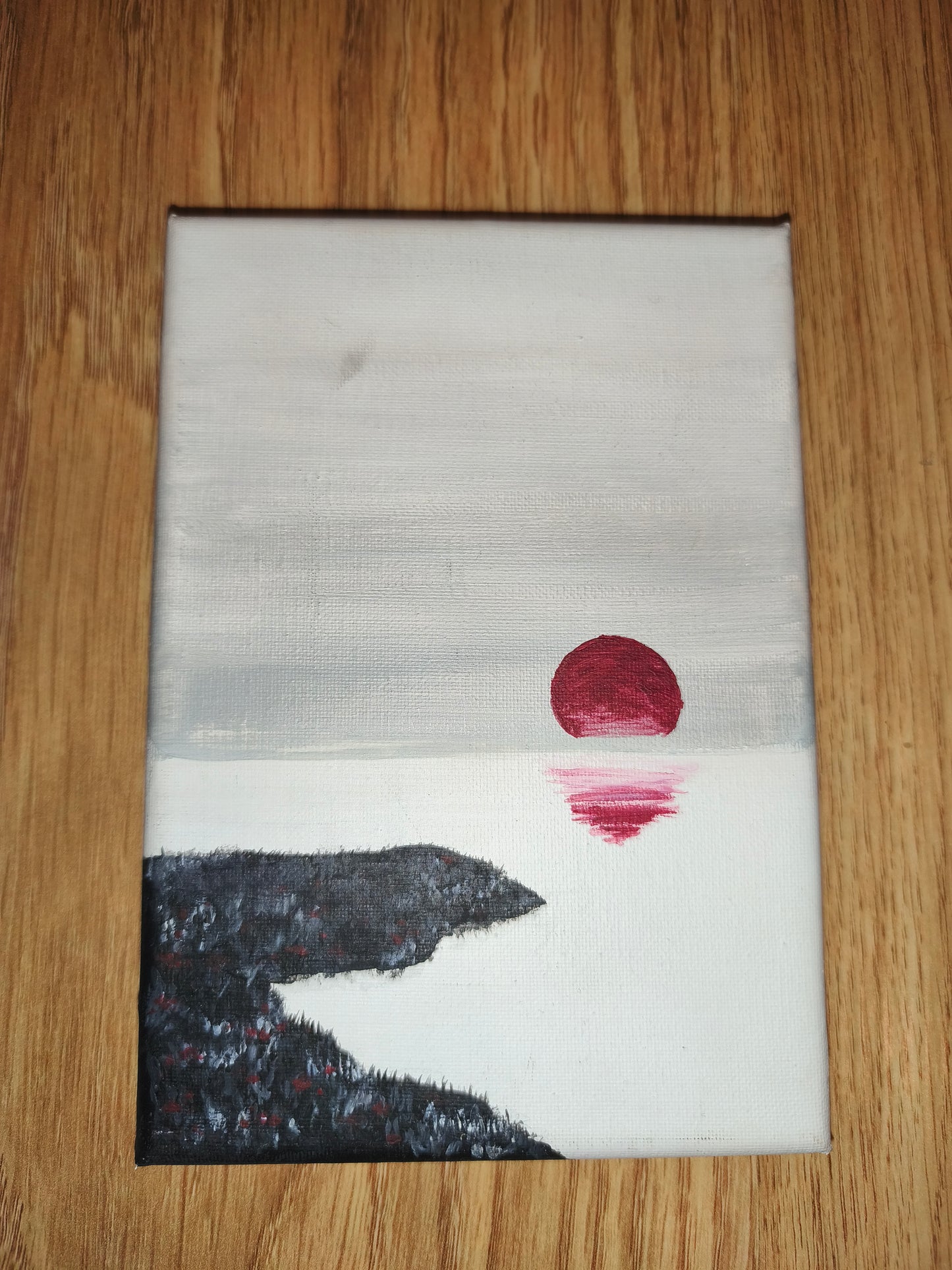 Original Acrylic Painting – Minimalist Sunset Landscape