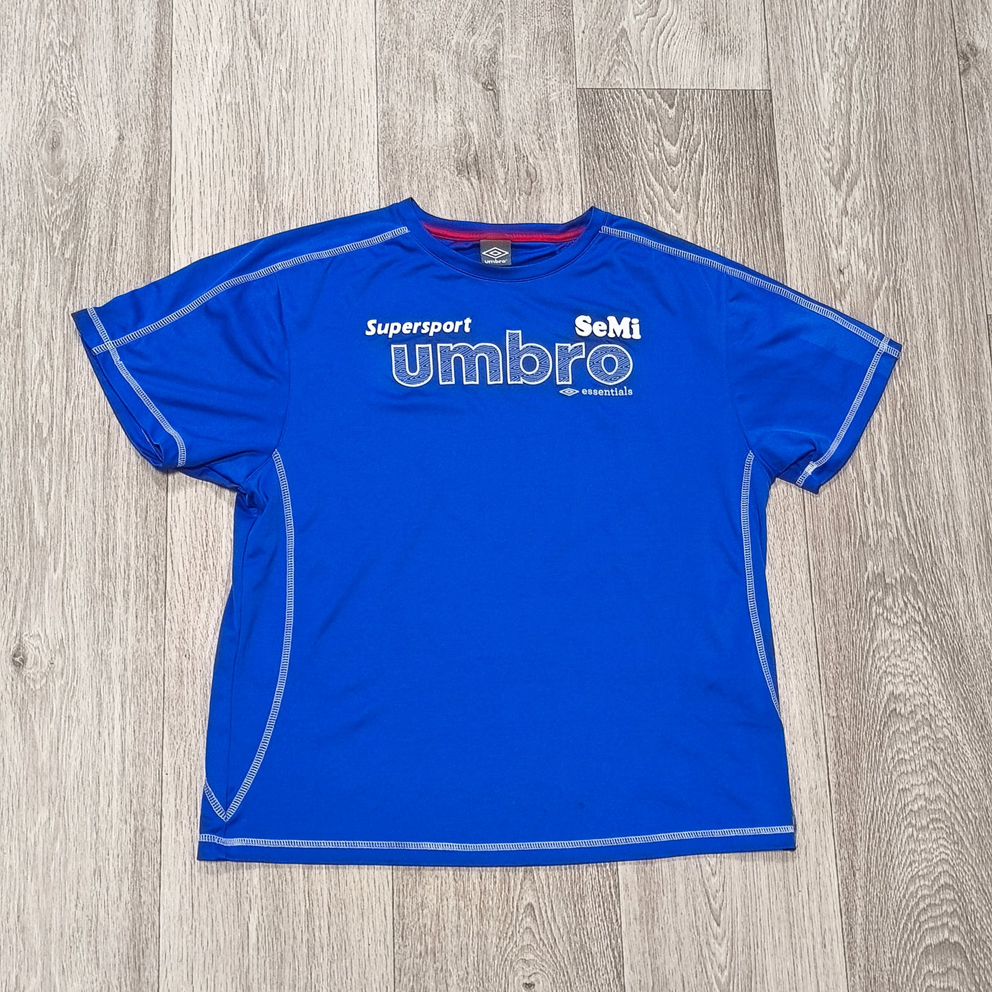 Umbro Supersport SeMi Essentials Blue Short Sleeve T-Shirt Graphic Spain Patch