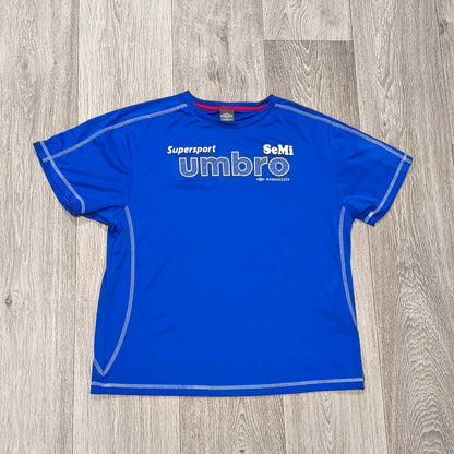 Umbro Supersport SeMi Essentials Blue Short Sleeve T-Shirt Graphic Spain Patch