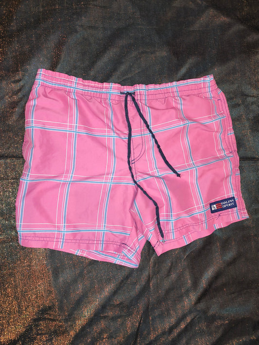 Vintage Style Ralph Sport Swimwear Plaid Pattern Size L