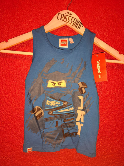 NWT LEGO Ninjago Jay Blue Ribbed Tank Top Boys Size 98 / 104 (2-4 Yrs) Sleeveless Shirt