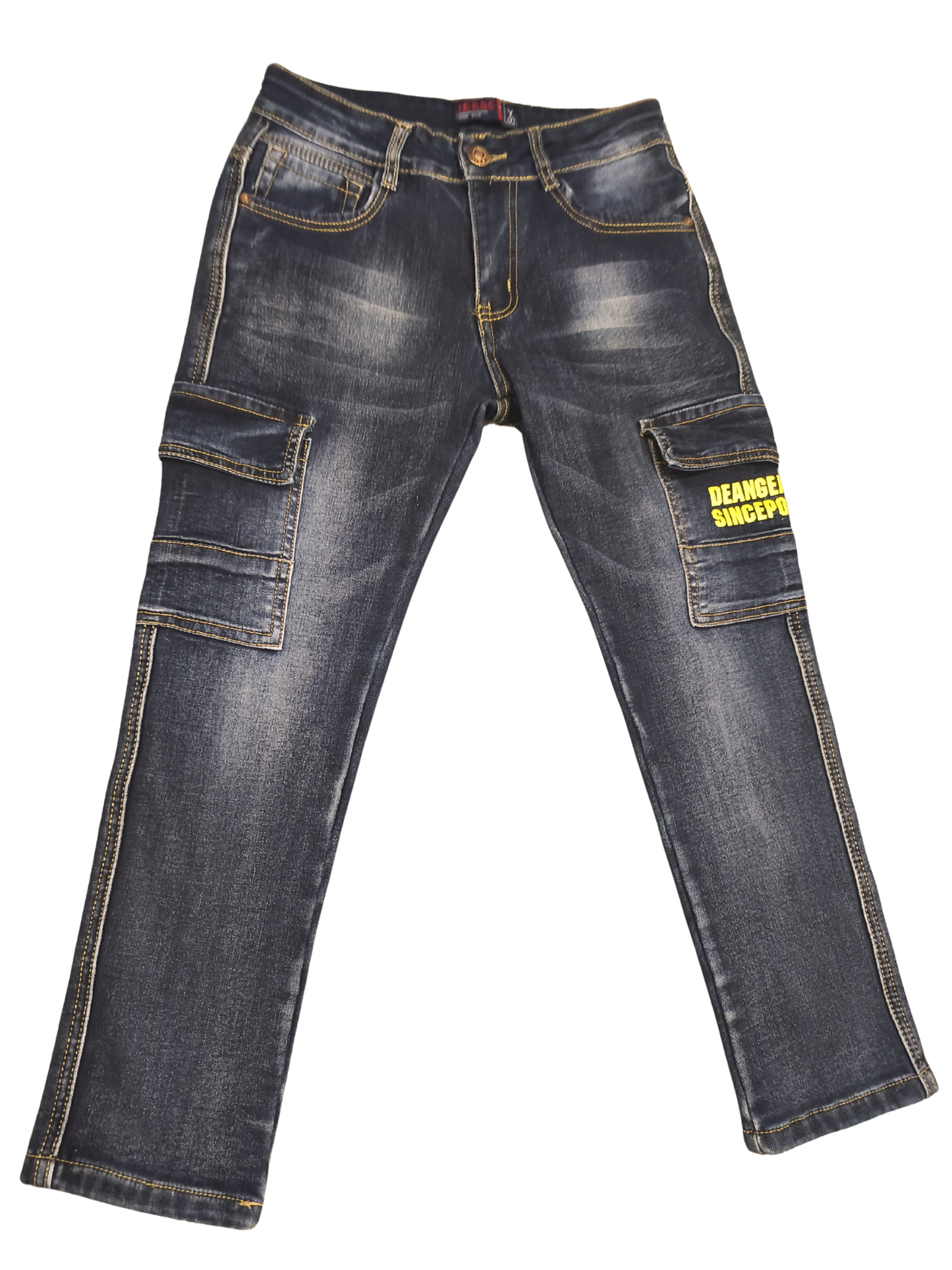 Boys Cargo Jeans Dark Blue Streetwear Style - Length 77cm / Waist 29cm