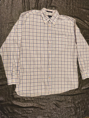 GANT Alassio Poplin Shirt Men's 2XL Regular Fit Blue Pink Plaid Long Sleeve