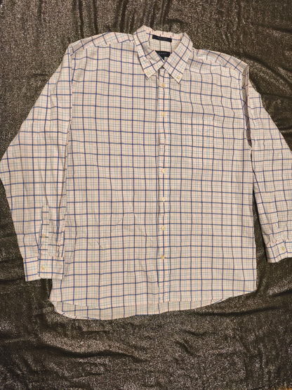 GANT Alassio Poplin Shirt Men's 2XL Regular Fit Blue Pink Plaid Long Sleeve