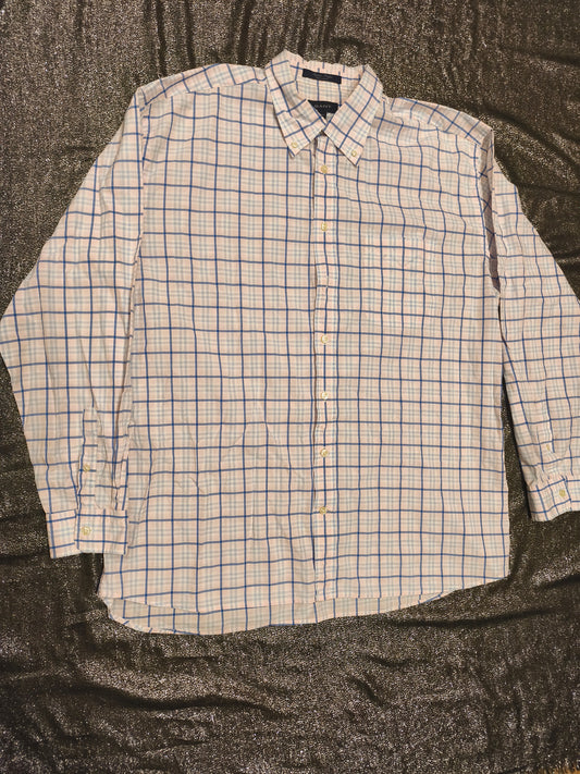 GANT Alassio Poplin Shirt Men's 2XL Regular Fit Blue Pink Plaid Long Sleeve