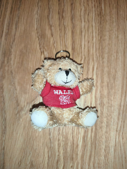 Vintage Wales Welsh Dragon Souvenir Plush Teddy Bear Keychain | Red T-Shirt Collectible Travel Gift
