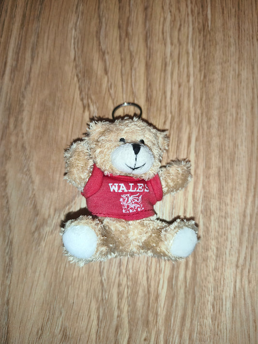 Vintage Wales Welsh Dragon Souvenir Plush Teddy Bear Keychain | Red T-Shirt Collectible Travel Gift