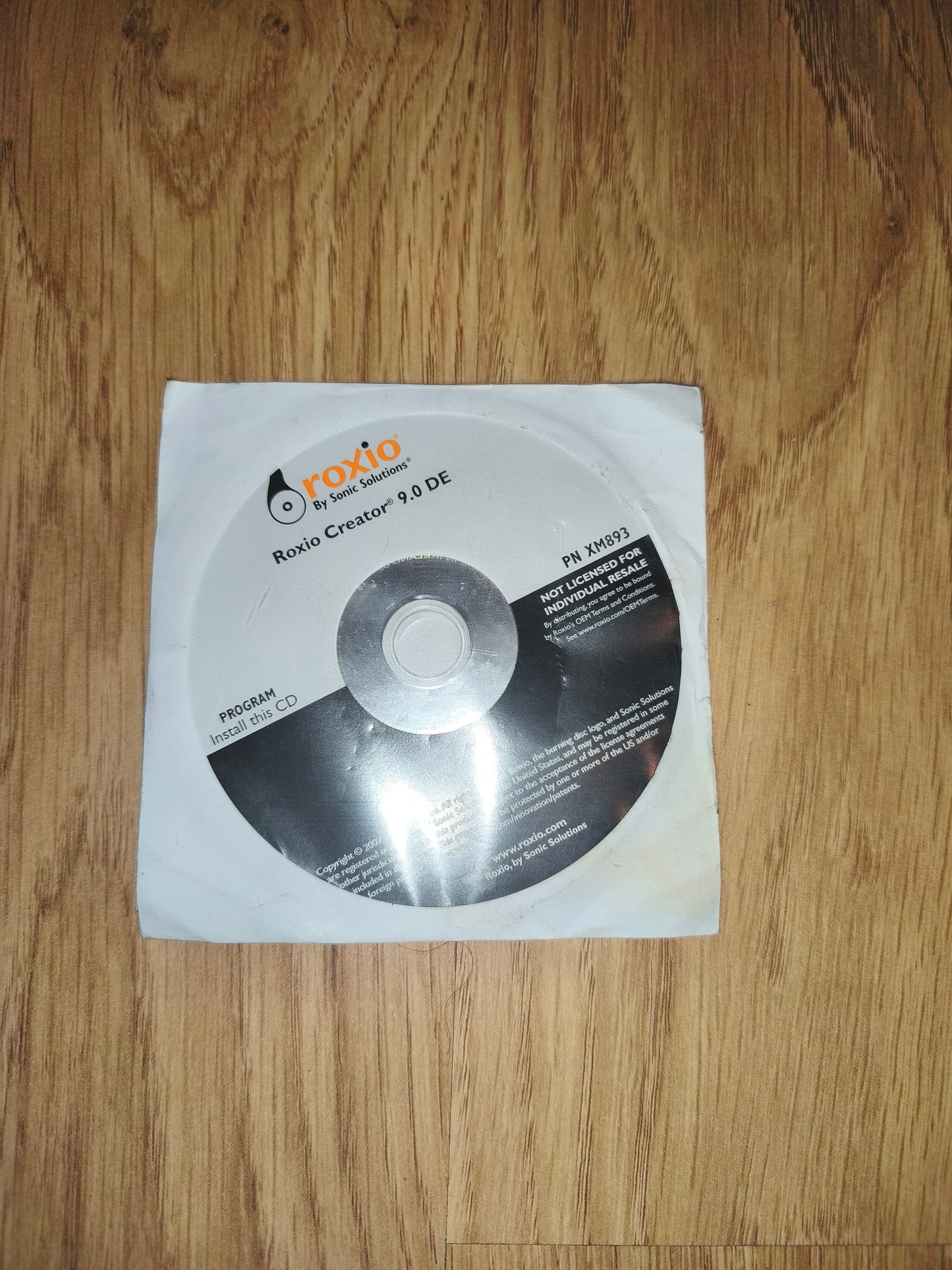 Roxio Creator 9.0 DE Installation CD Program Software Disc PN XM893 Genuine