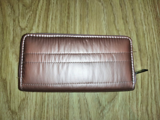 Metallic Rose Gold Quilted Zip-Around Long Wallet | Multi-Card Organizer Clutch