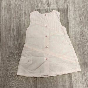 Chicco Baby Girl Dress 62 6M Pink Patchwork Dot Sleeveless Button