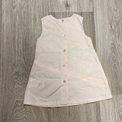 Chicco Baby Girl Dress 62 6M Pink Patchwork Dot Sleeveless Button