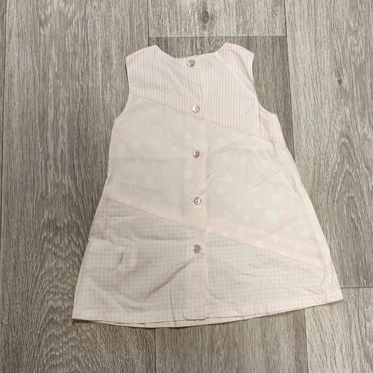Chicco Baby Girl Dress 62 6M Pink Patchwork Dot Sleeveless Button