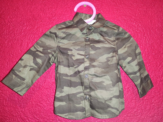 PRIMARK Baby Camouflage Long Sleeve Button-Down Shirt – Size 3–6 Months (68 cm)