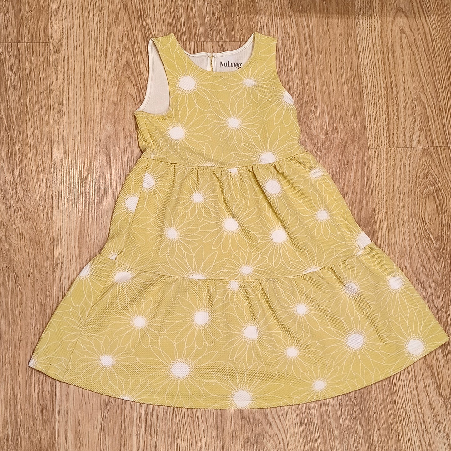 Nutmeg Girls Yellow Floral Daisy Tiered Sleeveless Sundress Size 7-8 Years