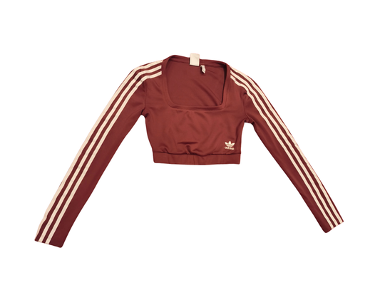 Adidas Originals Adicolor Classics Primeblue Crop Top Maroon Burgundy UK 12 US 8