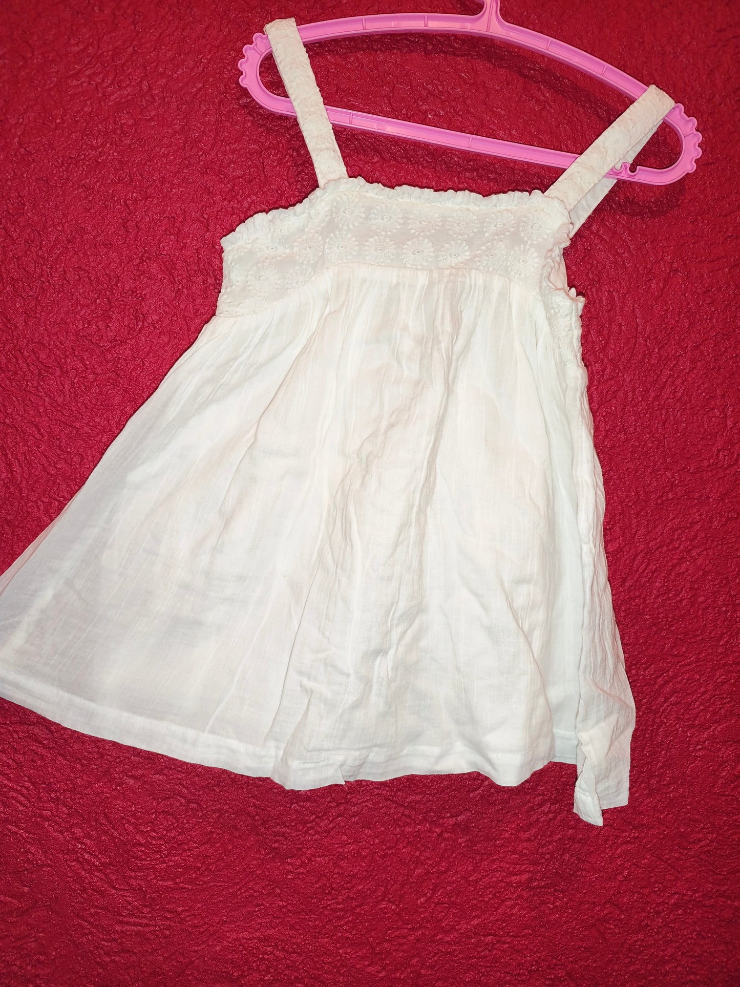 Mini Boden Girls White Broderie Anglaise Cotton Sun Top / Cami – Size 5-6 Years