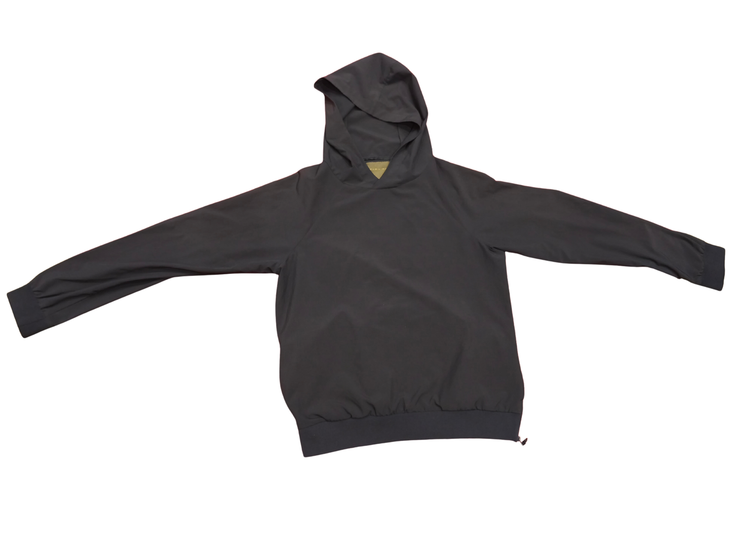 Zara Man Tech Hooded Windbreaker Pullover Jacket Black Side Zip Back Pocket M